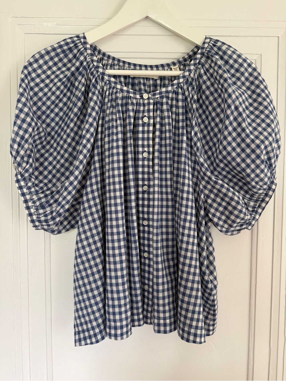 DÔEN June Blouse Top Blue Gingham Organic Cotton Blend Size XS - Picture 5 of 8